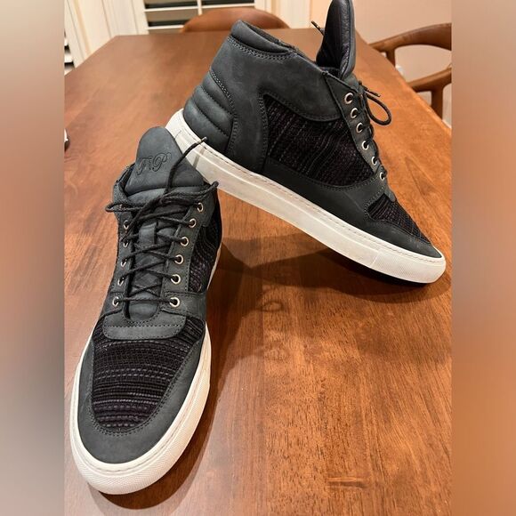 Filling Pieces High Top Sneakers US 11.5–12 Navy Suede Leather Handmade Portugal - Picture 4 of 14